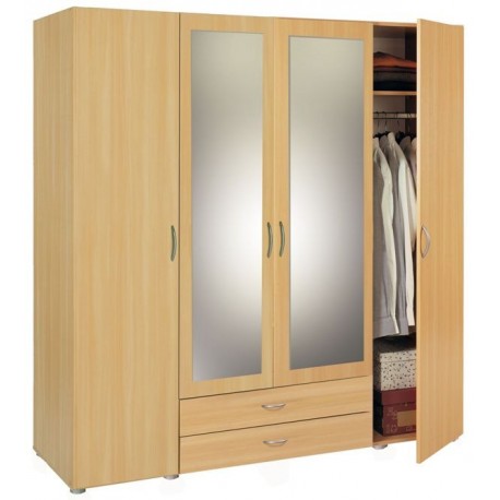 Armoire Penderie-rangement moderne 4 portes