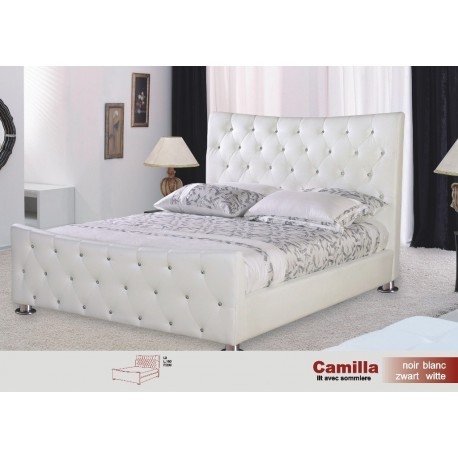 Lit Camilla Pvc Blanc ou Noir 140/200